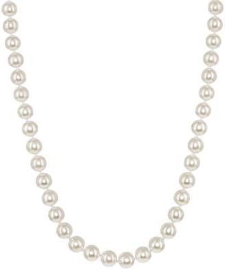 14K Gold AAAA White Japanese Akoya Cultured Pearls 18" Silk-Knotted Strand Pearl Necklace - Choice of Pearl Size & Clasp Gold Color