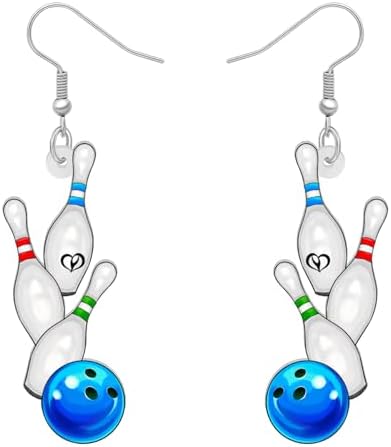 NEWEI Acrylic Baseball Football Bowling Earrings Dangle Basketball Soccer Jewelry for Women Girls Sport Lovers
