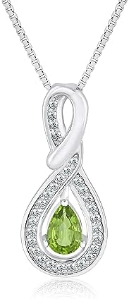 Jeolry Infinity Birthstone Necklace for Women Mom Necklace with Infinity Pendant - Platinum Plated Sterling Silver Infinity Necklace Gift for Her