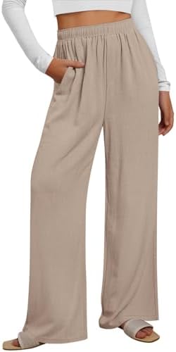 LILLUSORY Wide Leg Linen Pants Summer Casual Breathable Pants with Pockets