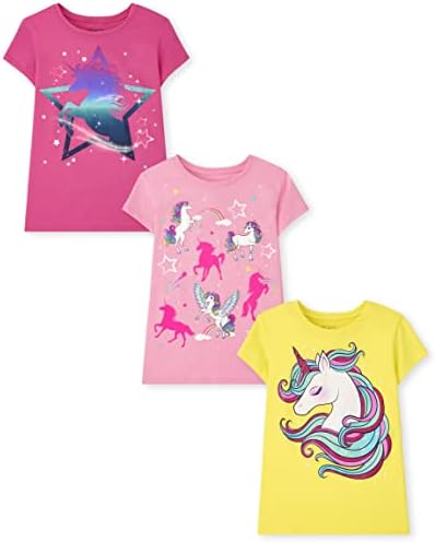 The Children's Place Girls' Unicorn Short Sleeve Graphic T-Shirts, Multipacks