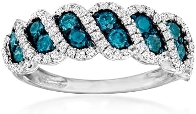 Ross-Simons 1.00 ct. t.w. Blue and White Diamond Ring in Sterling Silver