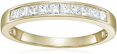 VIR JEWELS 1/2 carat (ctw) Diamond Wedding Anniversary Band for Women, Half Eternity Princess Cut Square Diamond Engagement Ring in 14K Yellow Gold Channel Set 0.50 cttw, Size 4.5-10.25