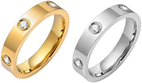 Love Gold Rings for Women - 18K Gold Plated Stainless Steel Cubic Zirconia Friendship Ring Band Teen Girls Wedding Party Trendy Jewelry,Christmas Valentine's Day Birthday Gifts for Her Mom Girlfriend