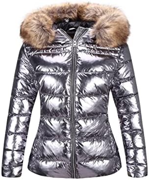 Bellivera Womens Lightweight Puffer Jacket, Winter Coats for Women Warm Quilted Bubble Padded Hood Coat with Faux Fur Collar
