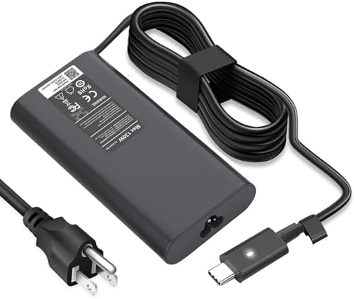 New 130W Dell Laptop Charger USB C for Dell XPS 15 2in1 9575 Precision 3540 5530 2in1 XPS 17 HA130PM170 DA130PM170 Type C Dell AC Adapter Power Cord