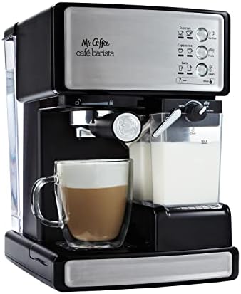 Mr. Coffee Espresso and Cappuccino Machine, Programmable Coffee Maker with Automatic Milk Frother and 15-Bar Pump, Stainless Steel