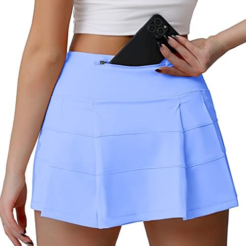 Husnainna High Waisted Pleated Tennis Skirt with Pockets Athletic Golf Skorts for Women Casual Workout Built-in Shorts