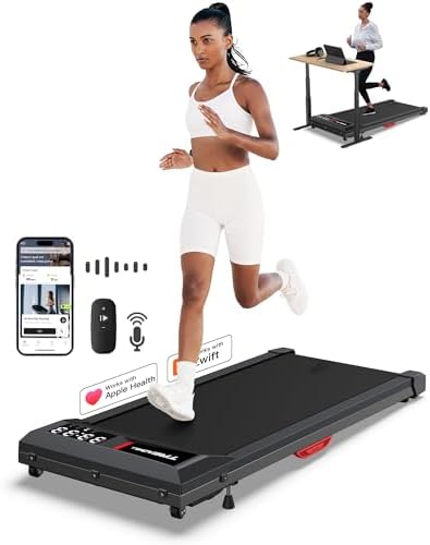 Walking Pad 300lb Capacity, Treadmills with Incline, Under Desk Treadmill for Home Office, No Assembly 2.5HP 40dB Quiet Lightweight Walking Treadmill and Easy to Move, Works with Zwift Kinomap