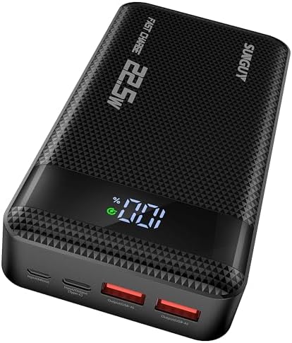 SUNGUY Portable Charger Power Bank 20000 mAh, 22.5W USB C Input/Output Fast Charging with LED Display, USB C Battery Pack for iPhone 15/15 Pro/15 Pro Max/14/13, Samsung Galaxy, Cell Phone, Tablet