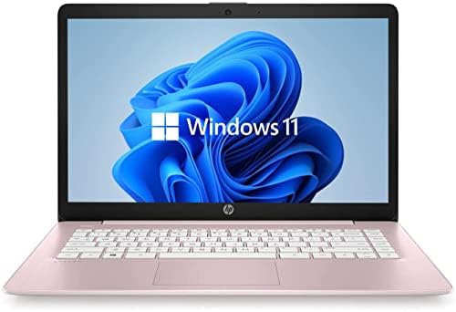 HP Newest 14" HD Laptop, Windows 11, Intel Celeron Dual-Core Processor Up to 2.60GHz, 4GB RAM, 64GB SSD, Webcam, Dale Pink(Renewed) (Dale Pink)