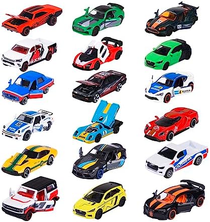 Majorette Racing Cars - 1 of 18 Random Toy Cars Highly Detailed 1:64 Scale (7.5cm) with Trading Card Model Car for Kids Ages 3+