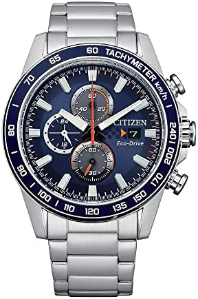 Citizen Men's Sport Casual Brycen Eco-Drive Chronograph Stainless Steel Watch, 12/24 Hour Time, Date, Tachymeter, 100 Meters Water Resistant, Spherical Mineral Crystal, Weekender