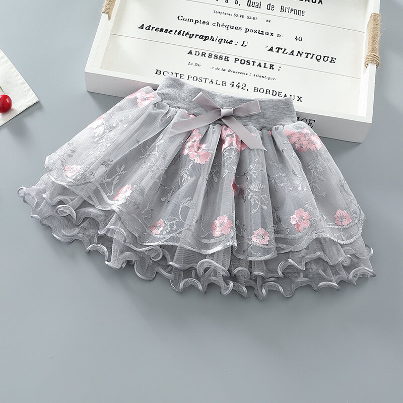 Girls' Gauze Skirt Pettiskirt Children's Four Seasons Skirt Short Skirt Lace Gauze Skirt Trendy Baby Western Princess Style