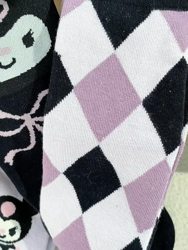 Girls Socks Cartoon Kuromi Children's Mid-Tube Socks Japanese All-Match Stockings Cotton Socks Gifts