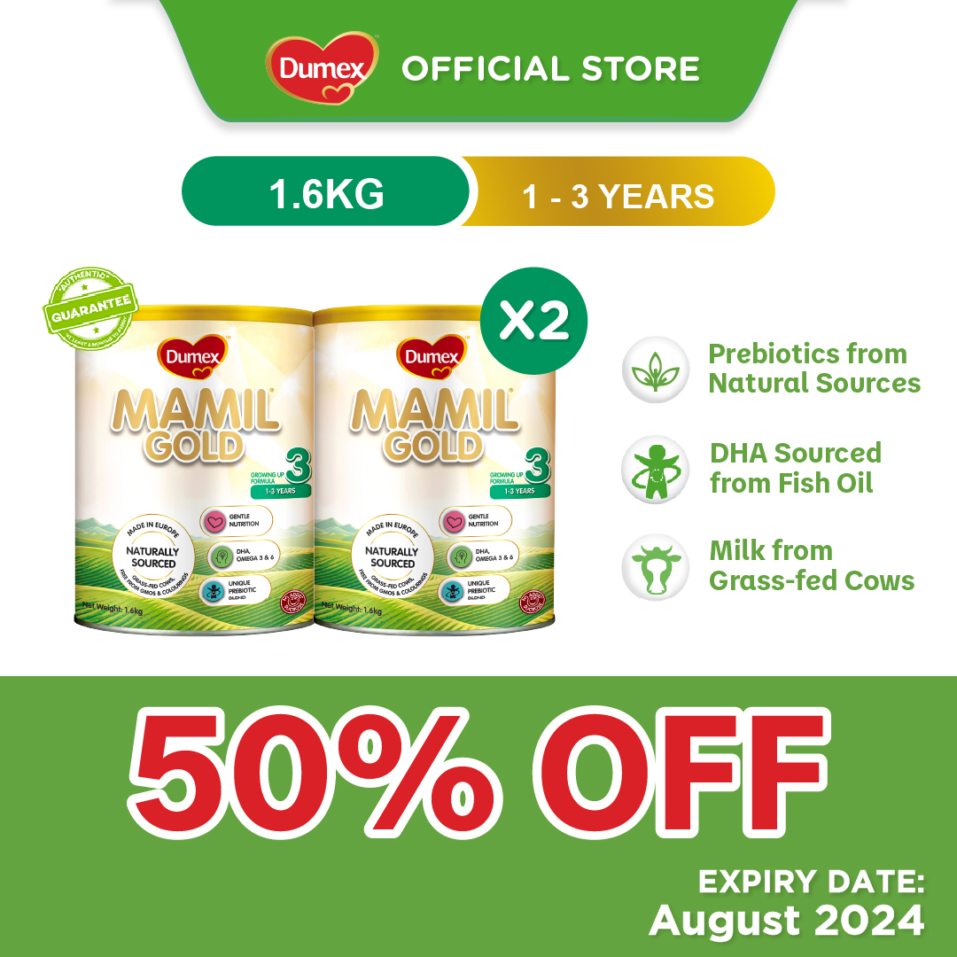 [BUY 1 (EXP JAN 2025) FREE 1 (EXP AUG 2024)] Dumex Mamil Gold Stage 3 Growing Up Milk Formula 1.6kg (1-3 years)