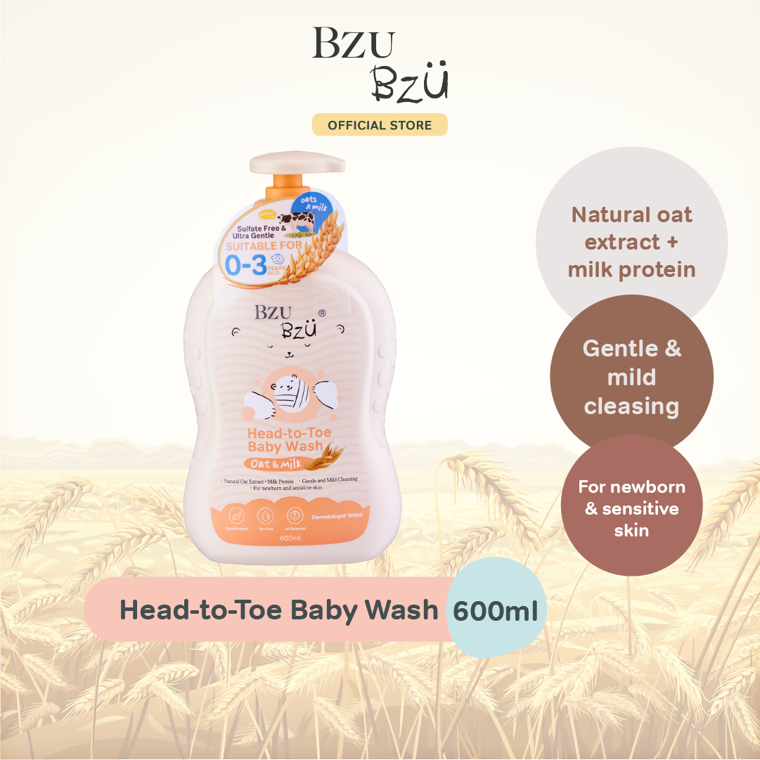 BZU BZU Head to Toe Baby Wash and Shampoo Oat & Milk Bundle Deal, 600ml | Designed for Newborn & Sensitive Skin