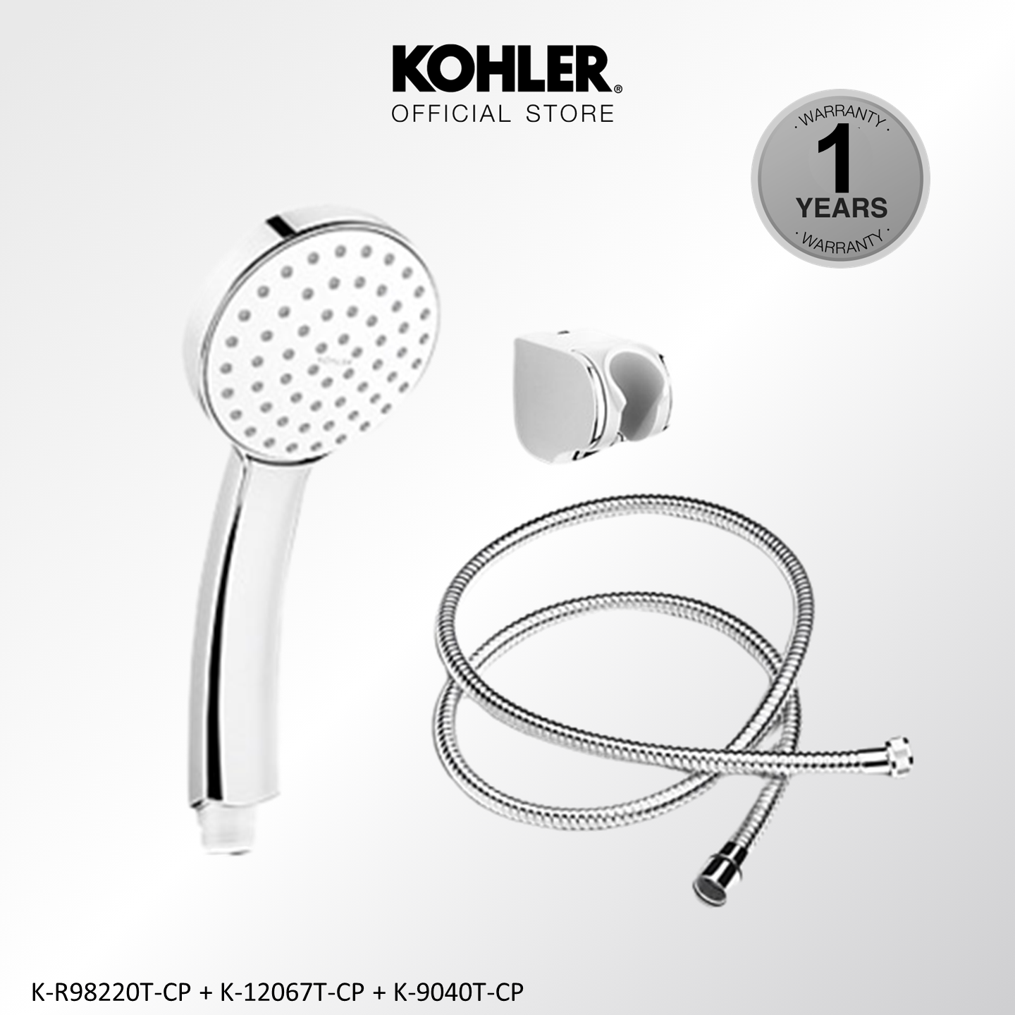 KOHLER Citrus Single-Function Handshower with Flexible Hose and Wall Bracket, Polished Chrome K-98220T-CP, K-9040T-CP, K-12067T-CP