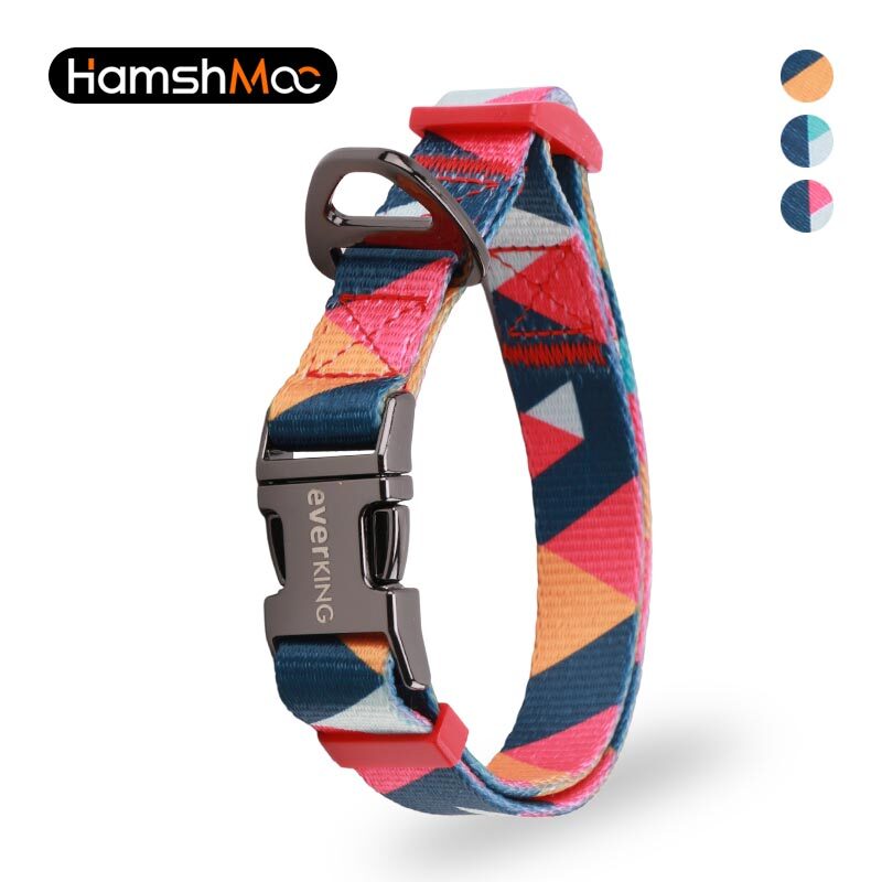 HamshMoc Heavy Duty Puppy Dog Collar with Metal Buckle Adjustable Pet Collar for Small Medium Large Dogs Collars with Floral Pattern 1