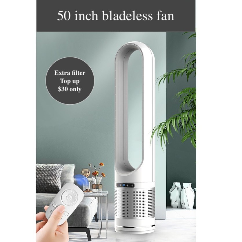 50 inches Bladeless Fan With Air Purification 8 Grades Speed Adjustable Tower Fan