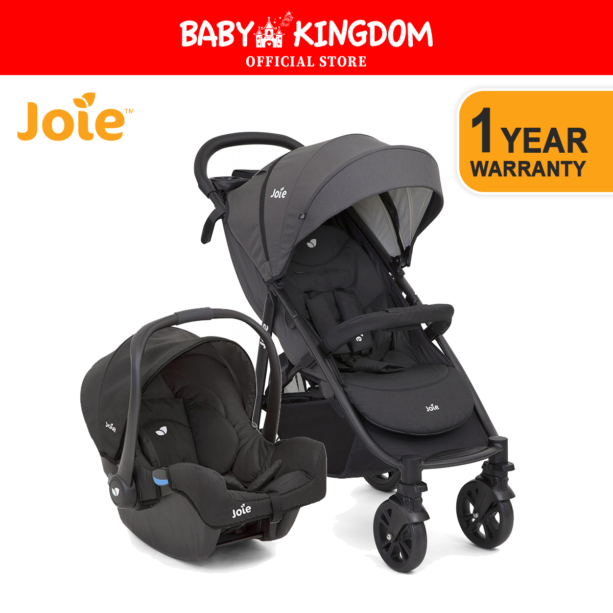 (Exclusive) Joie Litetrax 4 Travel System Stroller FREE Rain Cover (1-Year Warranty)