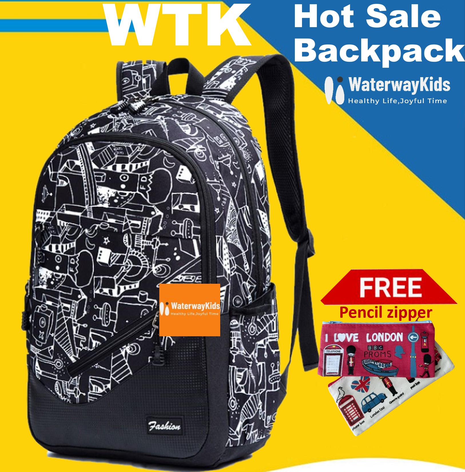 Unisex Waterproof Primary 3 to Secondary school ergonomic backpack canvas shoulder bag for boys and girls, 小学中学学生减负保护脊椎书包